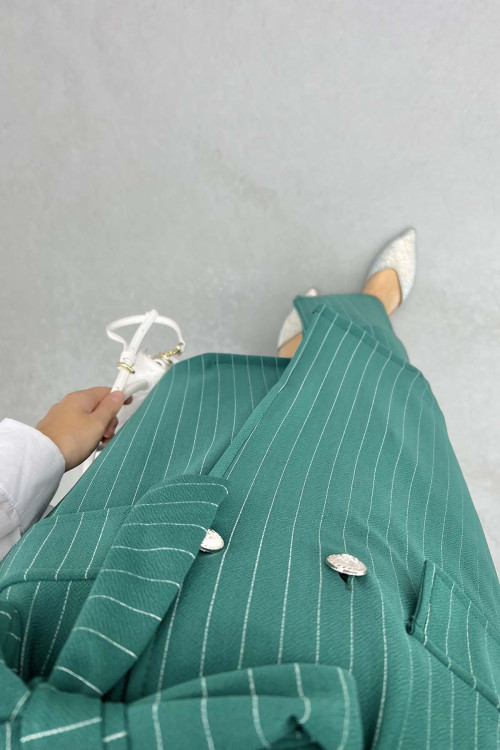 Striped Vest Set Emerald Green