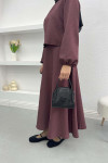 Crop Skirt Suit Plum