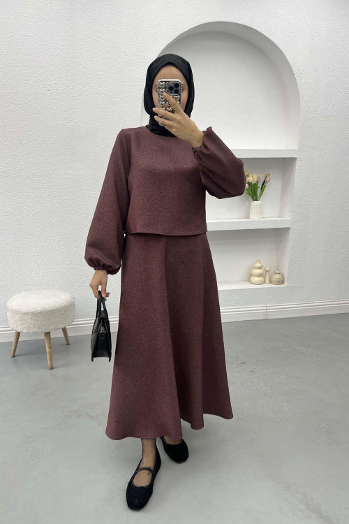 Crop Skirt Suit Plum