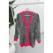 Checkerboard Pattern Knitwear Cardigan Fuchsia