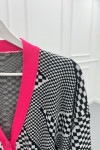 Checkerboard Pattern Knitwear Cardigan Fuchsia