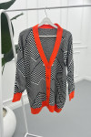 Checkerboard Pattern Knitwear Cardigan Orange