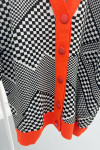 Checkerboard Pattern Knitwear Cardigan Orange