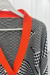 Checkerboard Pattern Knitwear Cardigan Orange