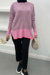 Checkerboard Patterned Knitwear Sweater Pink