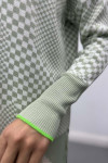 Checkerboard Patterned Knitwear Sweater Aqua Green