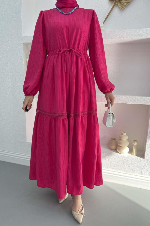 Lace Embroidered Dress Fuchsia