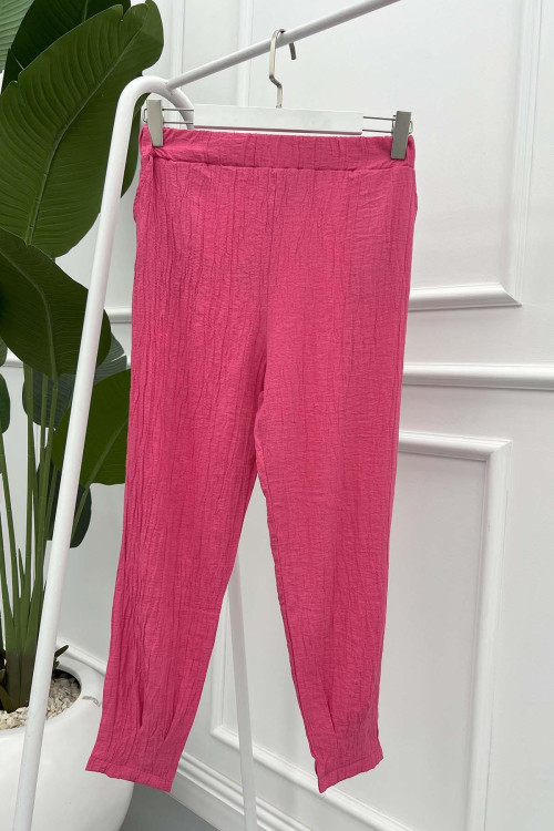 Skinny Leg Seersucker Trousers Pink