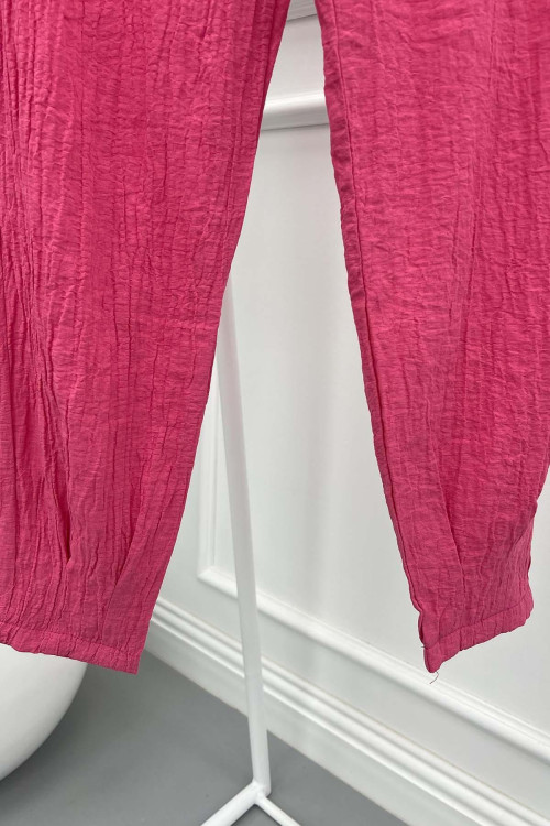 Skinny Leg Seersucker Trousers Pink