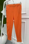 Skinny Leg Seersucker Trousers Orange