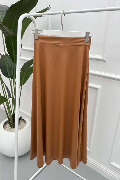 Leather Bell Skirt Tan