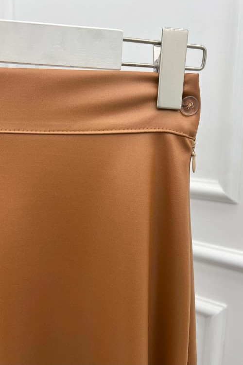 Leather Bell Skirt Tan