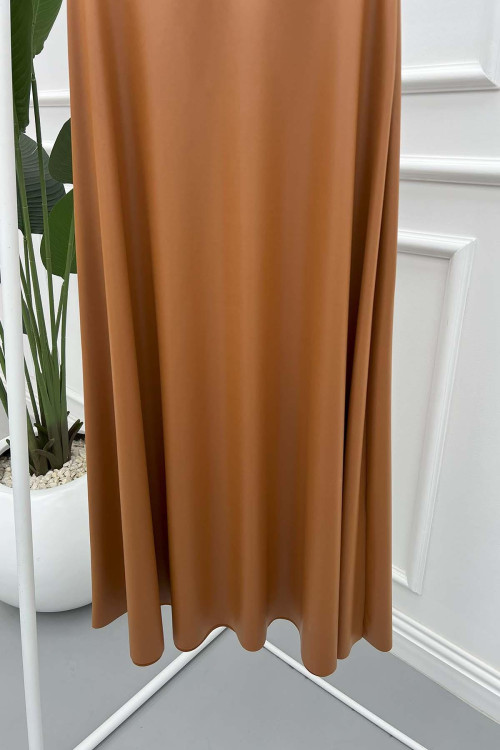 Leather Bell Skirt Tan