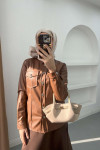 Leather Snap Shirt Brown