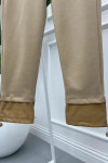 Leather Detailed Scuba Pants Beige