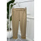 Leather Detailed Scuba Pants Beige