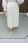 Leather Look Pleated Skirt White