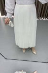 Leather Look Pleated Skirt White