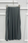 Leather Look Pleated Skirt Gray