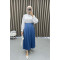 Leather Look Pleated Skirt Indigo