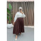 Leather Look Pleated Skirt Brown