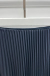 Leather Look Pleated Skirt Navy Blue