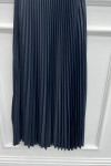 Leather Look Pleated Skirt Navy Blue