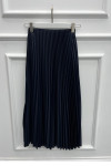 Leather Look Pleated Skirt Navy Blue