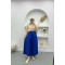 Leather Look Pleated Skirt Saxe Blue