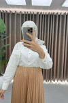 Leather Look Pleated Skirt Milky Coffee