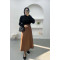 Leather Flared Skirt Brown