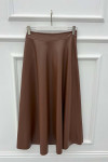 Leather Flared Skirt Brown