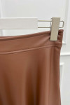 Leather Flared Skirt Brown