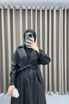 Leather - Parachute Trench Coat Black