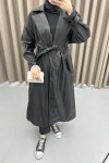 Leather - Parachute Trench Coat Black