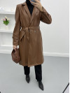 Leather Trench Coat Brown