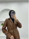 Leather Trench Coat Brown