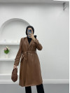 Leather Trench Coat Brown