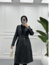 Leather Trench Coat Black