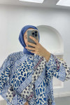 Patterned Tie Blouse Navy Blue