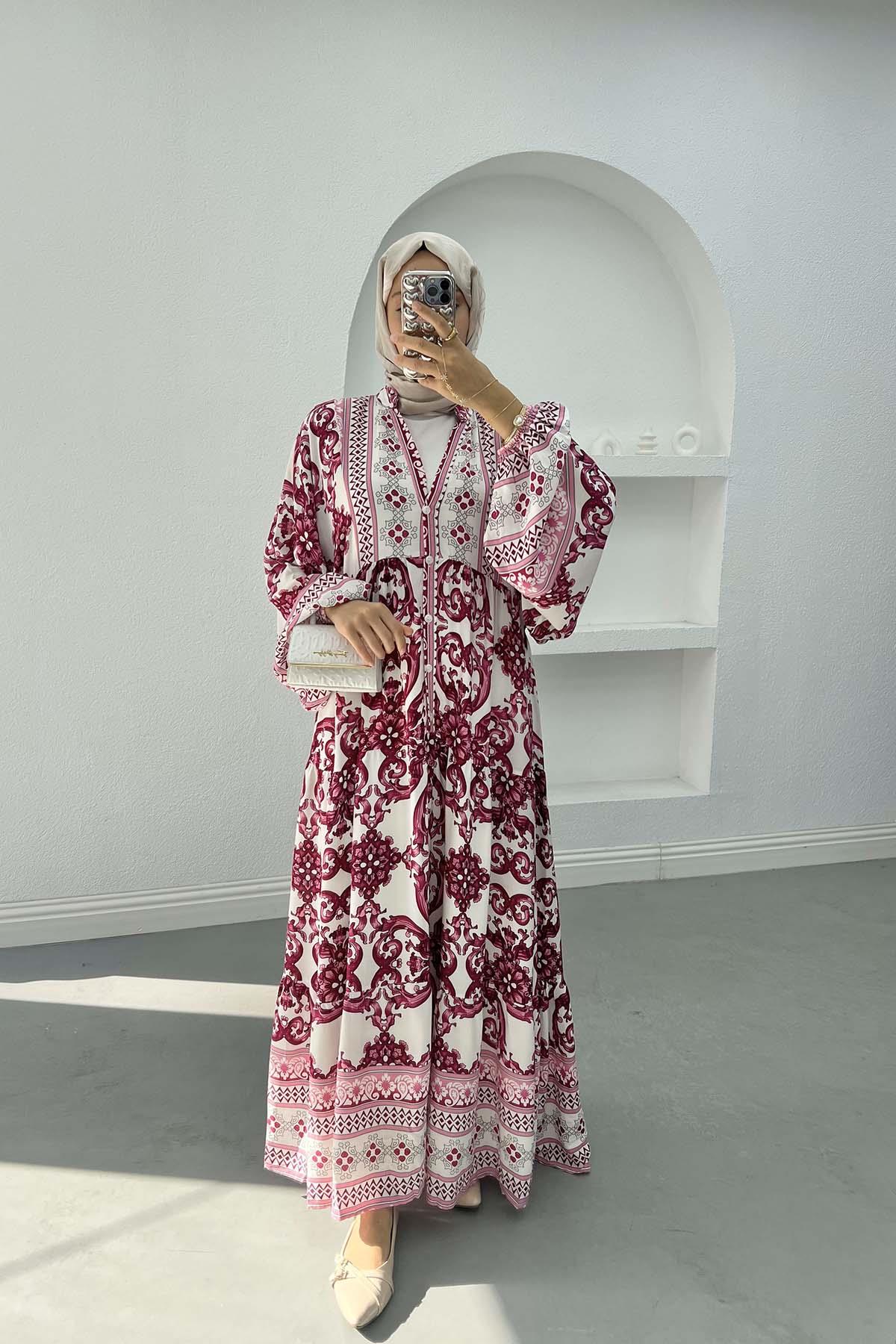 Patterned Dress Fuchsia