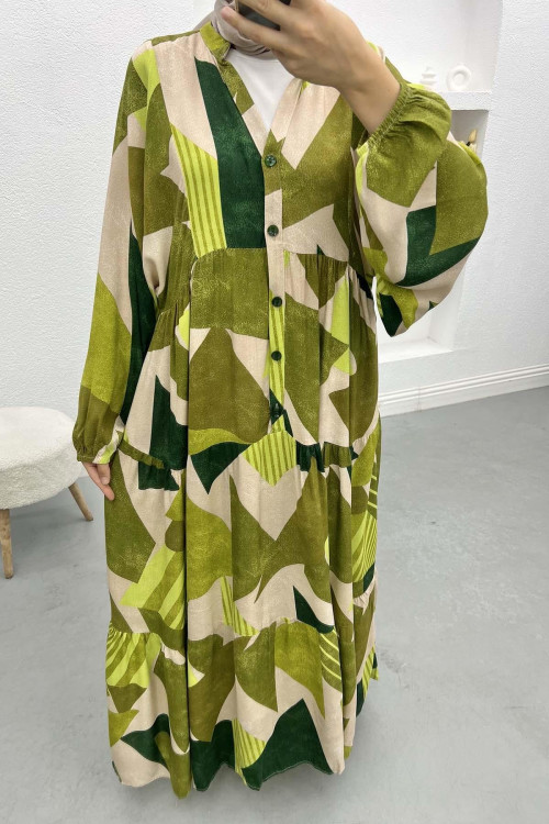 Patterned Dress Green