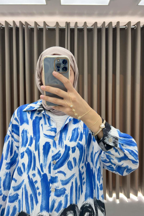 Patterned Shirt Saxe Blue