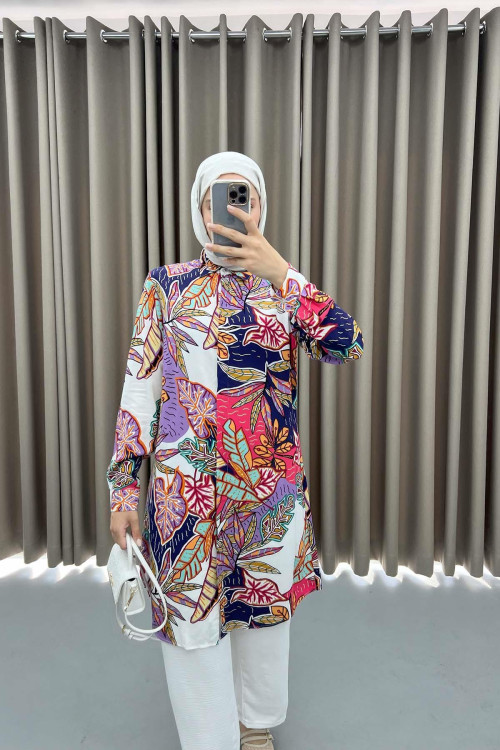 Patterned Shirt Tunic Multicolor