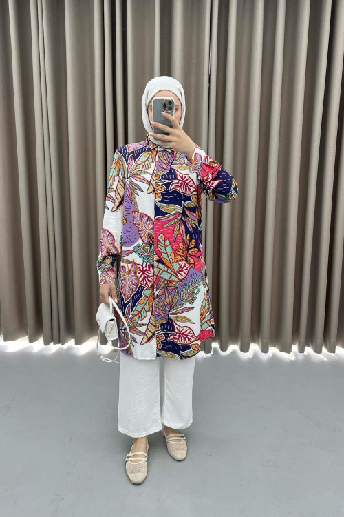 Patterned Shirt Tunic Multicolor