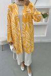 Patterned Linen Kimono Mustard Yellow