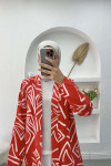 Patterned Linen Kimono Red