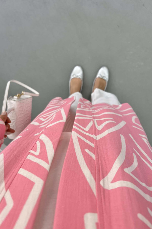 Patterned Linen Kimono Pink