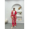 Patterned Kimono Suit Fuchsia