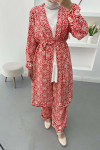 Patterned Kimono Set Red